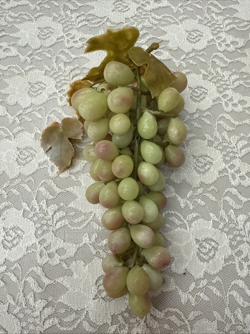 Realistic Plastic Grape Clusters W Leaves Green Prop Cottage Decor 8.5” Wedding